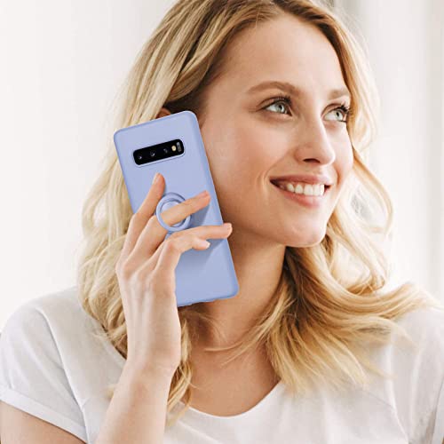 Image of Samsung Galaxy S10 Plus Case Ring Holder Kickstand Support Magnetic Car Mount, Slim Soft Silicone Gel Rubber Full Body Shockproof Protective Phone Cover for Samsung S10 Plus - Purple