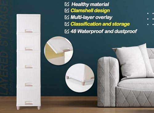 Image of 6 Tier Cupboard for Storage Organizer /Plastic Storage Drawer /Stackable Storage Cabinet /Drawers for Storage Box /Multipurpose Storage Rack /Plastic Wardrobe Organizer (5 Layer)