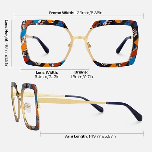 Image of Zeelool Blue Light Blocking Glasses for Women, Square Metal Glasses Frame Eyeglasses with Non-prescription Clear Lenses Anti Eyestrain & UV from Computer /TV /Phone ZJGM150137-03B