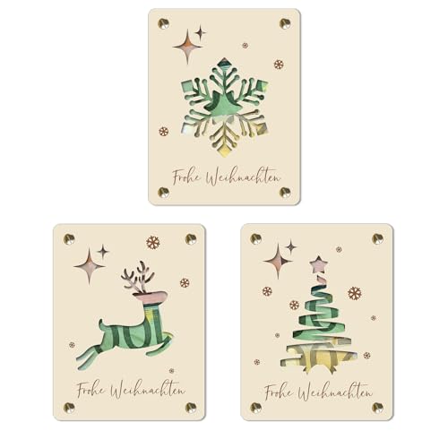 3 unidades de regalo de dinero de Navidad de madera 13 x 10 cm - Divertidos regalos de Navidad - embalaje original de regalo de dinero de Navidad - Regalos de Navidad para mujeres, hombres, amigos