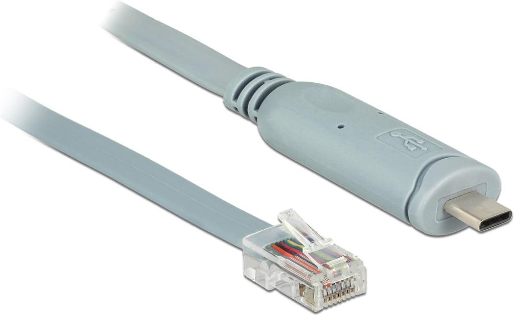 DeLOCK 89917 - Cable de serie (Gris, 0,5 m, USB 2.0 Type-C, RJ45, Male connector / Male connector)