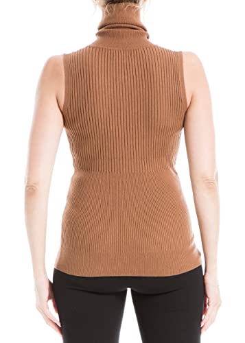 Image of Max Studio Women's Sleeveless Ribbed Turtle Neck Sweater