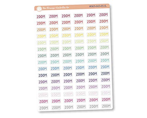 Zoom Meeting Planner Stickers, Rainbow Color Printed Script"Zoom" Labels, Zoom Meeting Tracking Planner Stickers, F3 (S-226-R) (#903-045-051L-WH)
