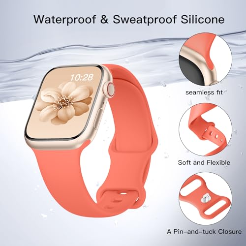 Image of Sport Silicone Band Compatible with Apple Watch Bands 40mm 38mm 41mm 44mm 45mm 42mm 49mm Women Men,Soft Wristband Waterproof Replacement Sport Strap for iWatch Bands Series 9 8 7 6 5 4 3 2 1 SE Ultra
