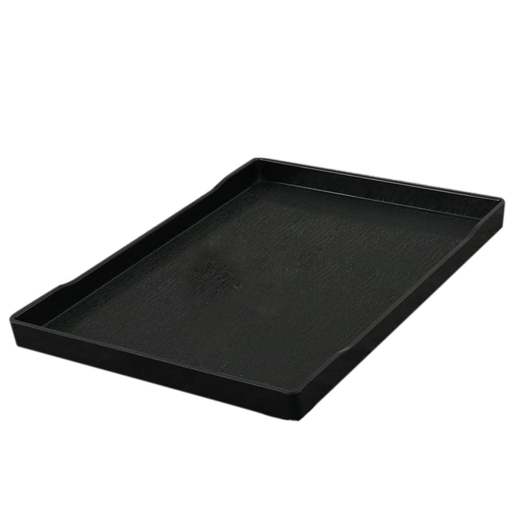 misppro Bandeja grande de plástico rectangular para alimentos, bandeja de mayordomo, bandeja de desayuno (negro, 14 x 10 pulgadas)