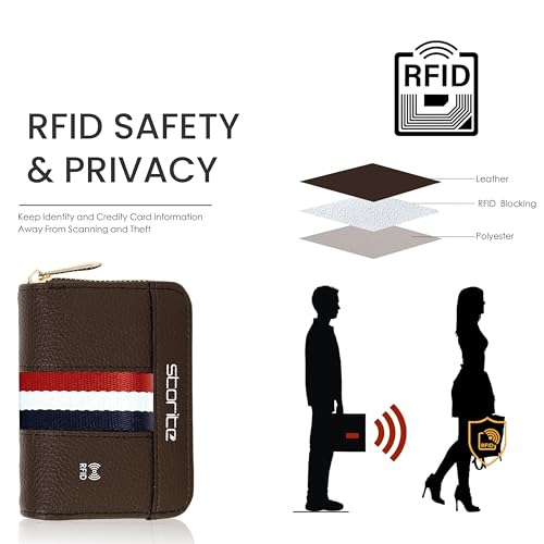 Storite 12 Slot RFID PU Leather Credit Debit Card Holder Wallet Money Zipper Coin Purse for Men & Women - (Brown,10.75 x 8 x 2.5 cm) 7 41zyUi3PTNL