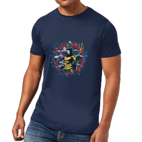 Image of Official Aquaman Circular Portrait Adults T-Shirt - Navy - XL