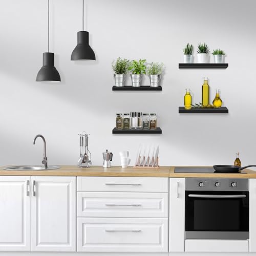 Sorbus Floating Shelves for Wall, Bathroom Shelves Wall Mounted for Kitchen, Bedroom, Living Room, Bathroom Storage, Over Toilet, Hanging Book Shelf for Wall Home Decor (4 Pack) - Image 6