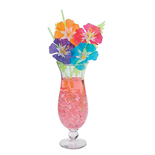 Pitillos con flores hibisco multicolor pack 12 miniatura 1