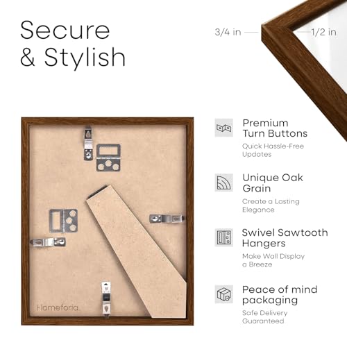 Image of Homeforia 5.5 x 8.5 Business License Frame Brown, High End Dark Oak 5.5x8.5 Wooden Certificate Frames, 5.5 by 8.5 Walnut Wood Document Frame for Wall or Tabletop, Tempered Glass, Wall Kit, Set of 2