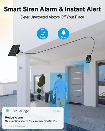 ANRAN 2K Solar Security Camera Outdoor Wireless with 360° View, WiFi CCTV Camera Outdoor, Smart Siren/Spotlights, Two-way Intercom, Humanoid Detection, Works with Alexa, Q3 Black