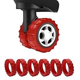 AmiCera 8 Stück Kofferrollen Gummischutz, Offroad Gepäckraum-Radschutzabdeckung, Kofferrollen Schutz Gepäckzubehör, Koffer-Radkappen, Anti-Staub & Kratzer Geräuschreduzierung(Rot,Klein)