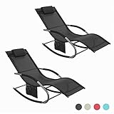 [page_title]-SoBuy® 2-er Set Swingliege, Schaukelliege, Sonnenliege, Liegestuhl,Gartenliege mit Tasche, Gewebe in Schwarz, 2 x OGS28-SCH