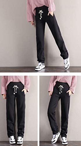 Gihuo Women's Winter Track Pants Sherpa Lined Sweatpants Athletic Joggers Pants (2# Black, Large) #TOP6