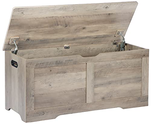 Timberer 39.4" Storage Chest, Wooden Storage Bench, Lift Top Toy Chest With 2 Safety Hinges, Large Toy Box, Entryway Bench For Living Room, Bedroom, Grey #TOP4