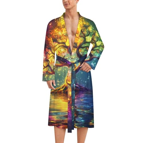 Albornoz de baño para hombre de manga larga bata ligera y ropa de dormir suave en casa