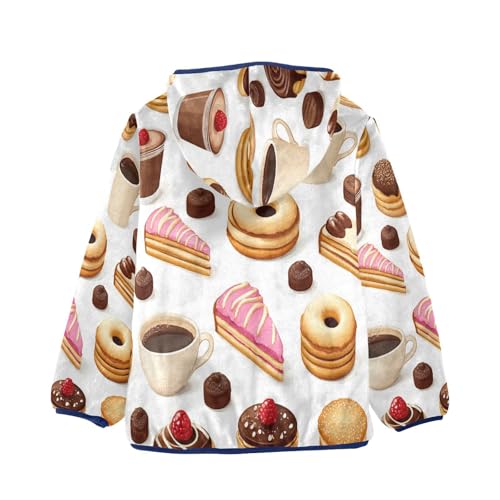 Sweet Desserts and Drinks Toddler Fleece Jacket Girl Boys Hooded Fleece Jacket Coat Warm Outwear Zip-up 3-10T2