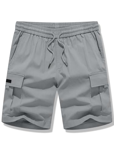 Image of JMIERR Men's Casual Stretch Cargo Shorts | Drawstring Elastic Waist, Multi Pockets, Summer Work Short, Classic