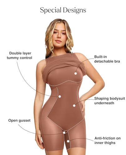 Image of Popilush Built-in Bra Shapewear Maxi Dresses for Women Sleeveless