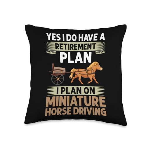 Miniature Horse Driving Cart Saddle Wagon Mini Horse Throw Pillow
