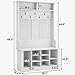 Itaar Hall Tree with Storage Bench, 3-in-1 Entryway Bench with Coat Rack, Adjustable Shoe Storage and Hanging Hooks, Embossed White