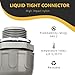 HDHAODA Conduit Connectors, 3/4 Inch Liquid Tight Connector NPT Non-Metallic for PVC Electrical Flexible Conduit Fittings, 180 Degree Straight, UL Listed for Home Outdoor Tubes Tools, Grey (30-Pack)