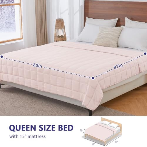 Image of yescool King Size Weighted Blanket for Adults 20lbs, 80 inch x 87 inch, Pink