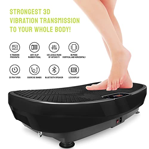 3D Vibrationsplatte mit Trainingsbänder | extra groß Slim und rutschfest | Ultra leiser Motor | Bluetooth Lautsprecher… – Bild 3