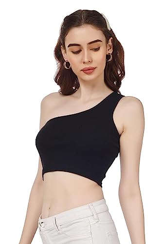 Image of Women's & Girl's Plain Black & White Tank Tops Crop Top (Set of 2)