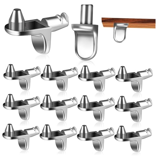 Mikikit Soportes para Estantes y Clavijas de Estantería L en Aleación de Zinc Anticorrosión, Tamaño Pequeño 40 Unidades para Muebles, Armarios y Cocina, Fijación y Refuerzo Duradero