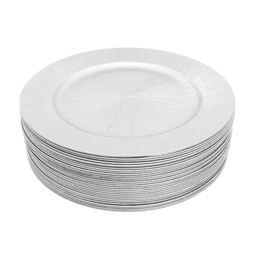 50 platos cargadores plateados, redondos de 13 pulgadas miniatura 1