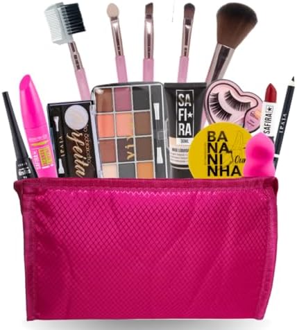 Necessaire Feminina Completo com Pincel, Sombra e Esponja - Kit M...