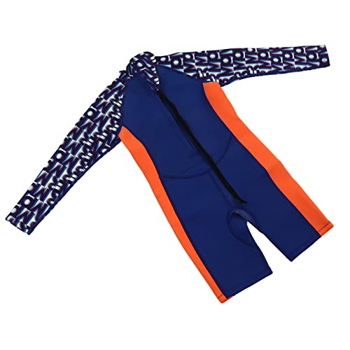 TYCIONG Traje de buceo para niños, traje de buceo elástico de neopreno de nylon de manga larga Mantenga caliente protección solar traje de baño para niños, azul púrpura (tamaño 12)