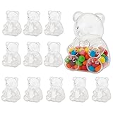 Keksdose in Bärenform, transparenter Behälter, wiederverwendbar, für Snacks, Süßigkeiten, Schokolade, Party, Hochzeit, Geburtstag, Valentinstag