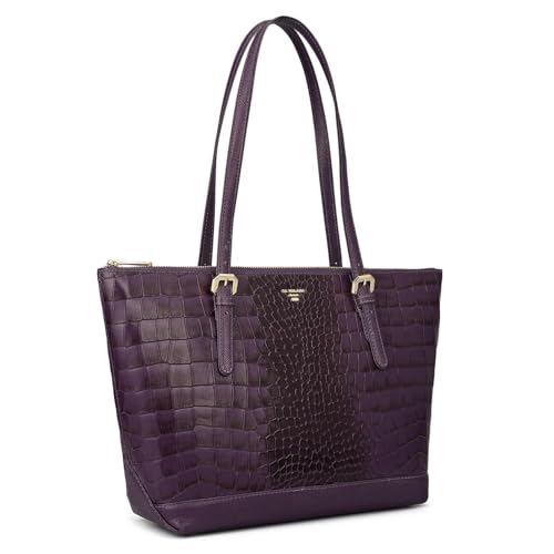 Image of Da Milano Leather Purple Tote Bag for Women (0388OL)