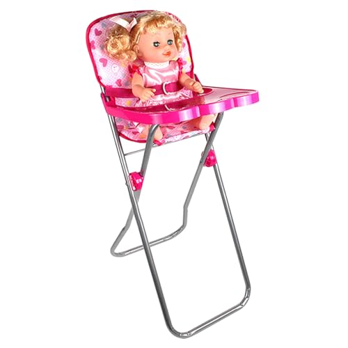 Silla alta para muñeca con bandeja y estructura plegable ajustable