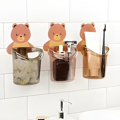 Image of Boniry Plastic Toothbrush Holders for Bathroom - Durable and Sturdy Brush Holder, Multipurpose Brush Holder for Bathroom Wall - Perfect for Home Use 3 Pcs (Multicolor)