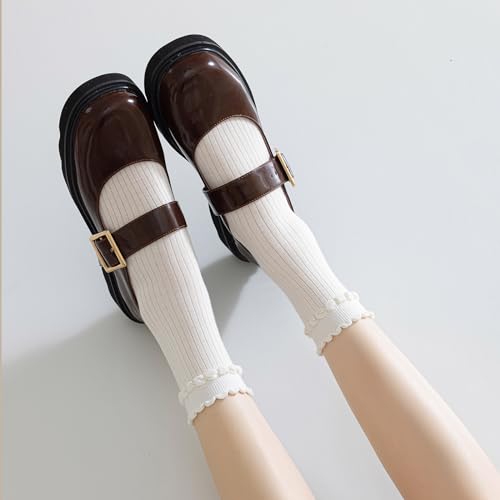 Mcool Mary Women's Crew Socks, Breathable Thin Cotton Cute Scalloped Edges Frilly Ankle Socks for Women 6 Pairs4