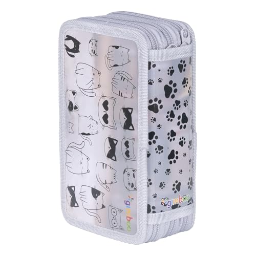 gimboo Schulmäppchen mit Zubehör/Federmäppchen mit großem Fassungsvermögen/Mit 3 Fächer/Federtasche Federmäppchen Stifteetui/Motiv - KLEINE Hunde/Für Kinder Jungen Mädchen