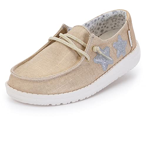Image of Hey Dude Girls Wendy Youth MOC Toe Shoes, Golden Star, 4 AU