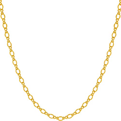 LIFETIME JEWELRY 2.5mm Italian Figaro Chain Necklace 24k Real Gold Plated