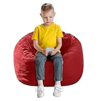 ILPEOD Bean Bag Chairs for Kids - Memory Foam Furniture BeanBag Chair - Kids/Teens Sofa with Soft Micro Fiber Cover - Round Fluffy Couch for Living Room Bedroom College Dorm - 2.5 ft, Red