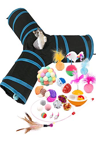 HORYDIA Juguetes para Gatos 21 Piezas Interactivos Juguetes Gatos con Túnel Rata de Felpa Bola de Campana e Bola de Hierba gatera etc. (Z02) Cover