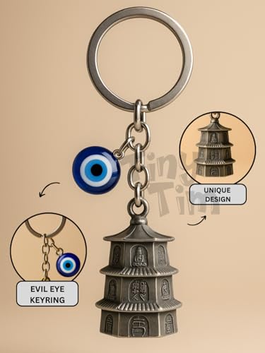 Image of Tiny Tim Guardian Bell with Evil Eye Charm - Protective Motorcycle & Car Accessory - Tibetan-Inspired Design - Wards Off Negative Energy - Ideal Gift for Bikers & Travelers