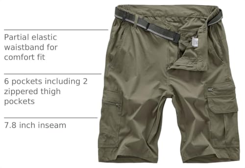 Image of Jessie Kidden Mens Cargo Shorts Expandable Waist Quick Dry Hiking Shorts