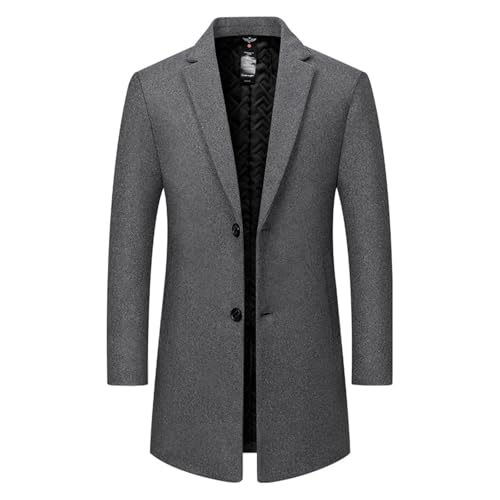 Cambkatl Men's Single Breasted Woolen Blazers Slim Fit Long Sleeve Mid-Lenght Suit Jackets Casual Sports Coat with Pockets