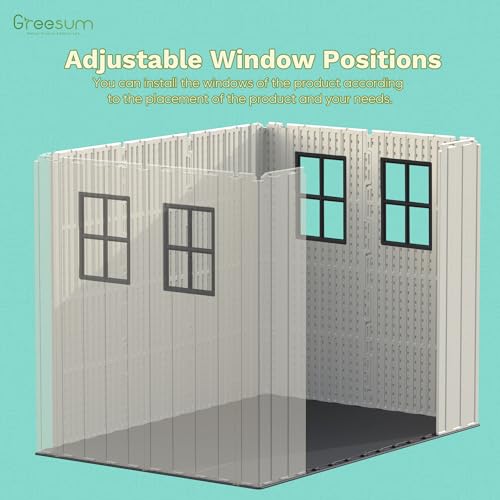 Image of Greesum 8x6FT Plastic Outdoor Storage Shed with Floor, Resin Sheds with Window and Lockable Door, Easy Assembly, HDPE Kick-it Shed for Garden, Lawn, Backyard, Beige