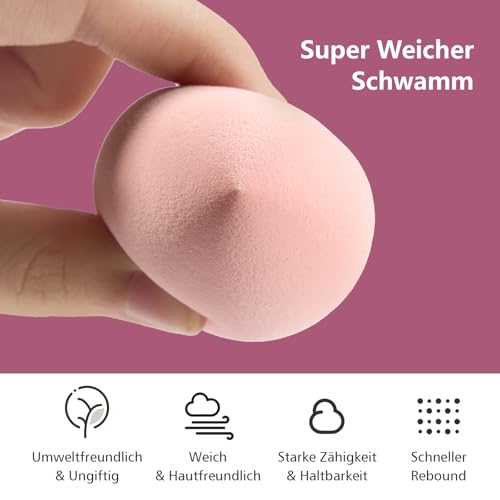 Juego de 4 Esponja Maquillaje Profesional, Beauty Blender Multifunción para Base Líquida, Corrector, BB Cream, Seco y Húmedo, Suave y Sin Latex, Esponjas Maquillaje Cara Ideal para Difuminar y Mezclar - imagen 3