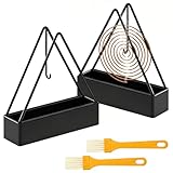 Forbabe Moskito Spulenhalter aus Metall mit Asche-Auffangschale & 2 Reinigungsbürsten, Mückenspiralenhalter Platzsparender Räucherspiralen Halter für Garten & Balkon