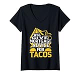 Mujer Asesoramiento hipotecario para Tacos Agente de Crédito Camiseta Cuello V